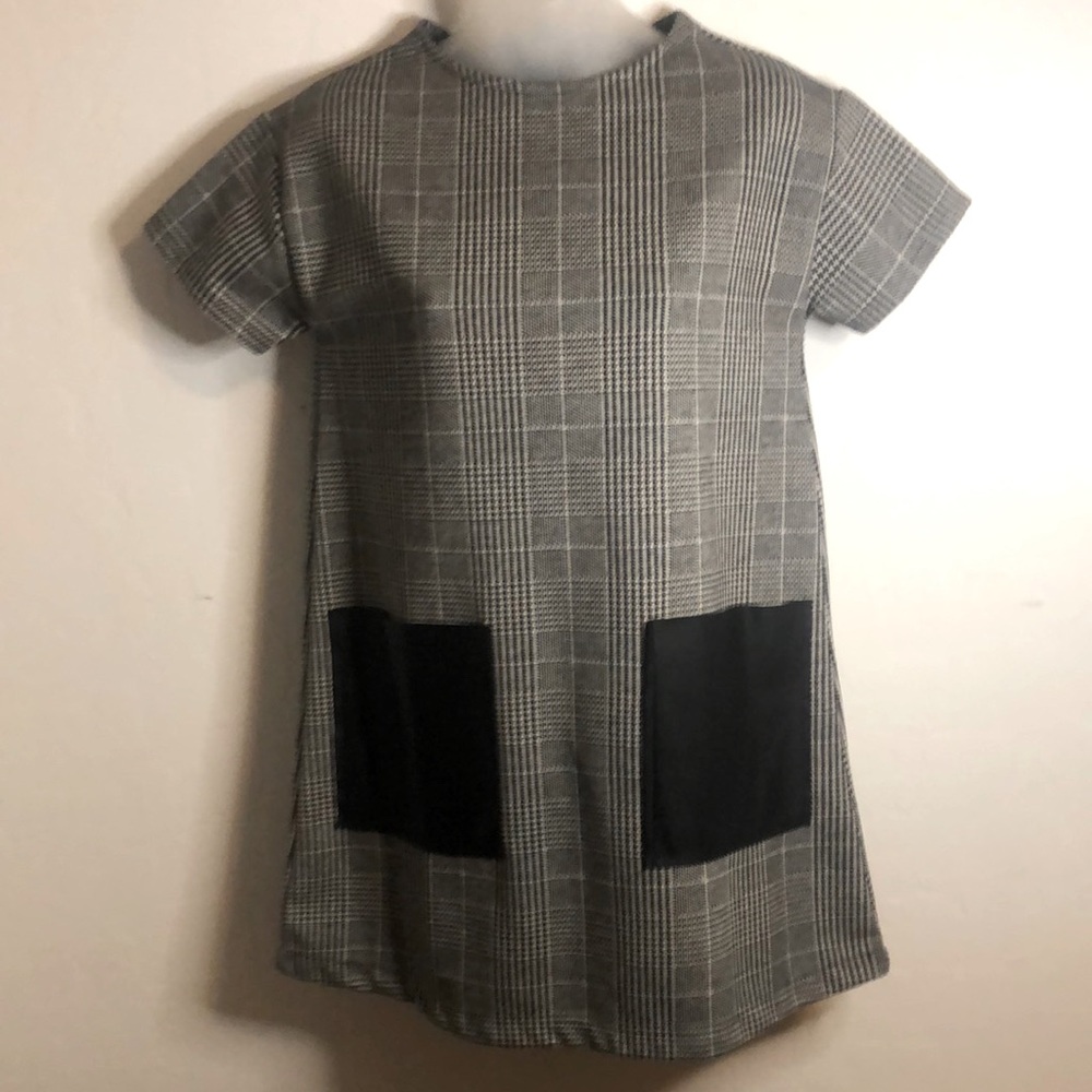 Zara Girl retro/mod, plaid sheath dress with patch pockets, size 11-12